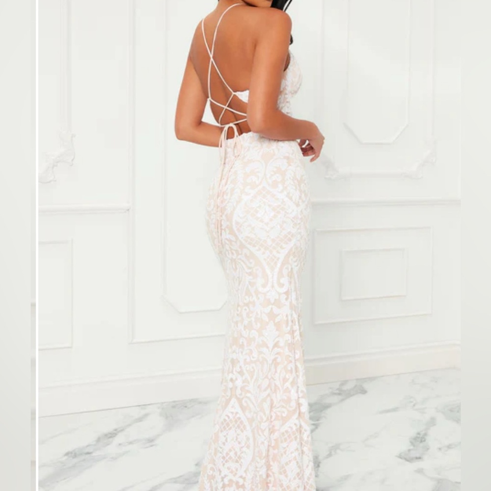 Fashion Nova Sequined Evening Gown Prom Dress Size Small NWT - Picture 4 of 11